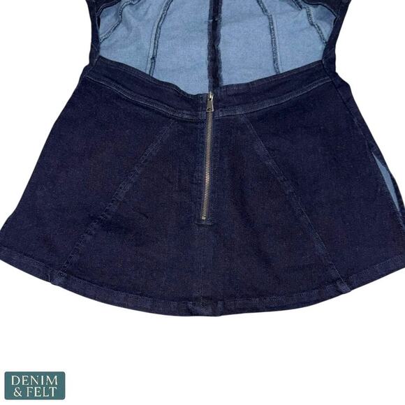 Free People Denim D/F Studded Backless Peplum Top XS Dark Rinse NWT/NEW!! - Picture 11 of 16